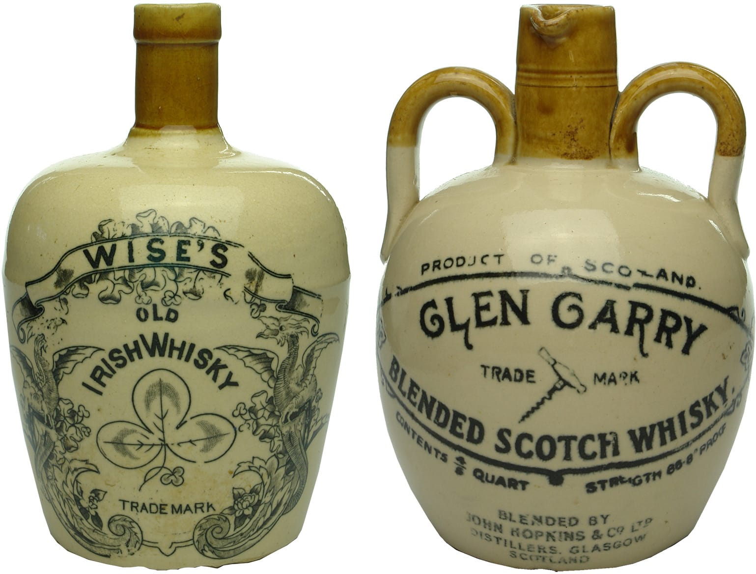 Antique Stoneware Whisky Jugs