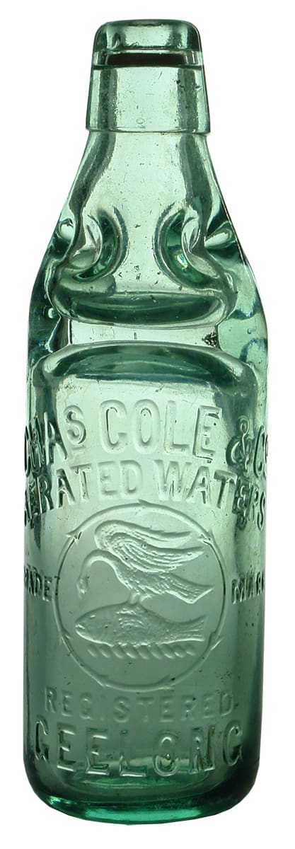 Chas Cole Aerated Waters Geelong Codd Bottle