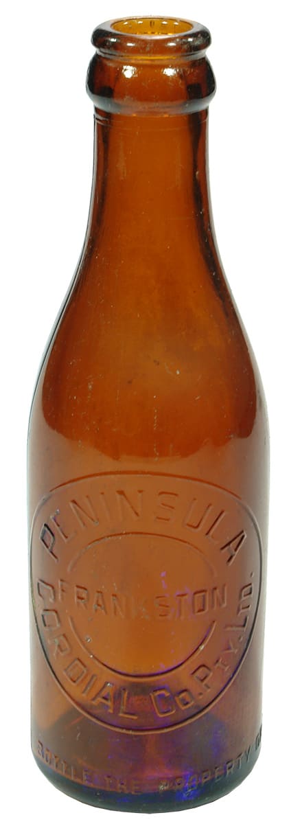 Peninsula Cordial Co Frankston Crown Seal Soda Water Bottle