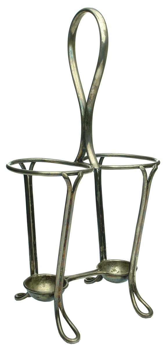 Silver Plated Metal Double Torpedo Bottle Stand
