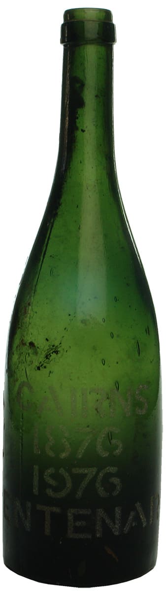 Cairns 1876 1976 Centenary Queensland Sandblasted Beer Bottle
