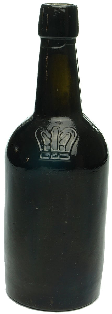 Crown Shoulder Half Pint Black Glass Beer Bottle