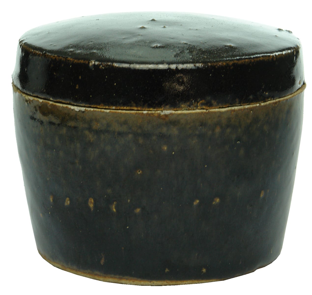 Lidded Brown Glaze Pottery Chinese Jar