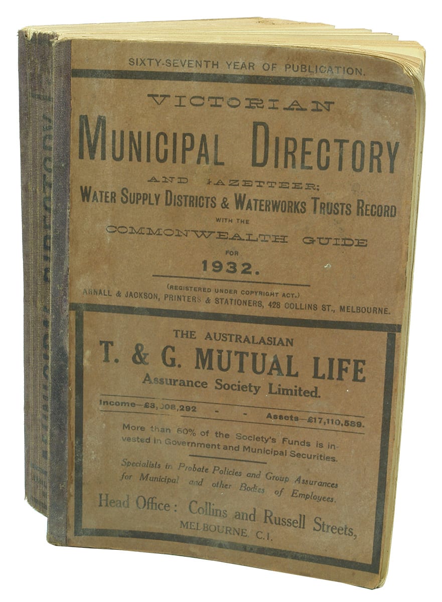 Victorian Municipal Directory Gazetteer 1932