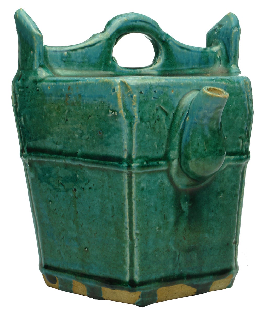 Green Glaze Large Chinese Stoneware Tea Pot