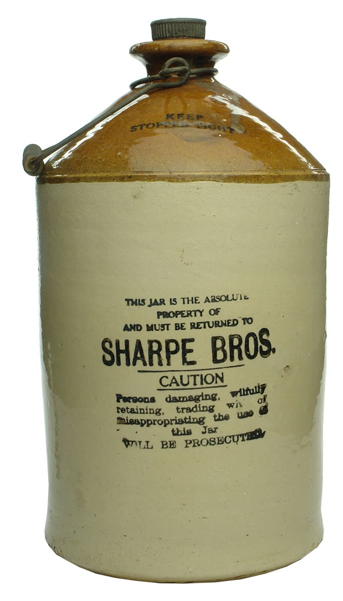 Sharpe Bros Internal Thread Stoneware Demijohn