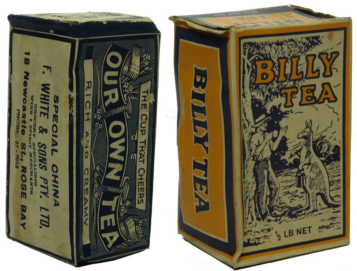 White Rosebery Billy Tea Advertising Cardboard Boxes