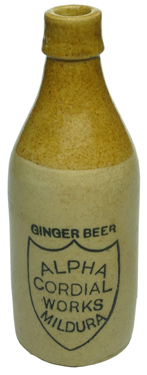 Alpha Cordial Works Mildura Ginger Beer Bottle