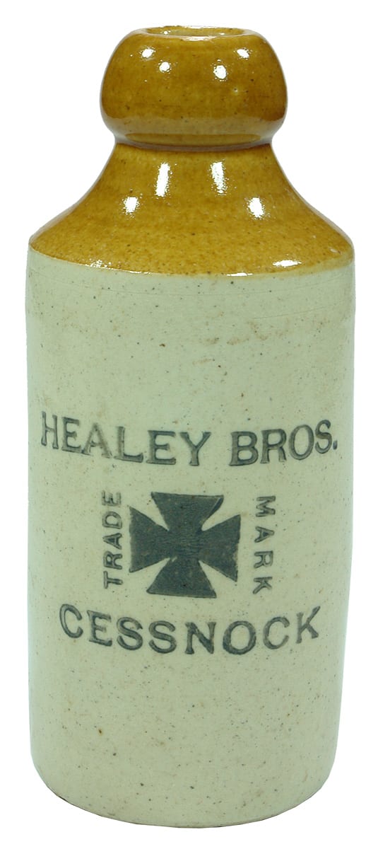 Healey Bros Cessnock Stoneware Ginger Beer Bottle