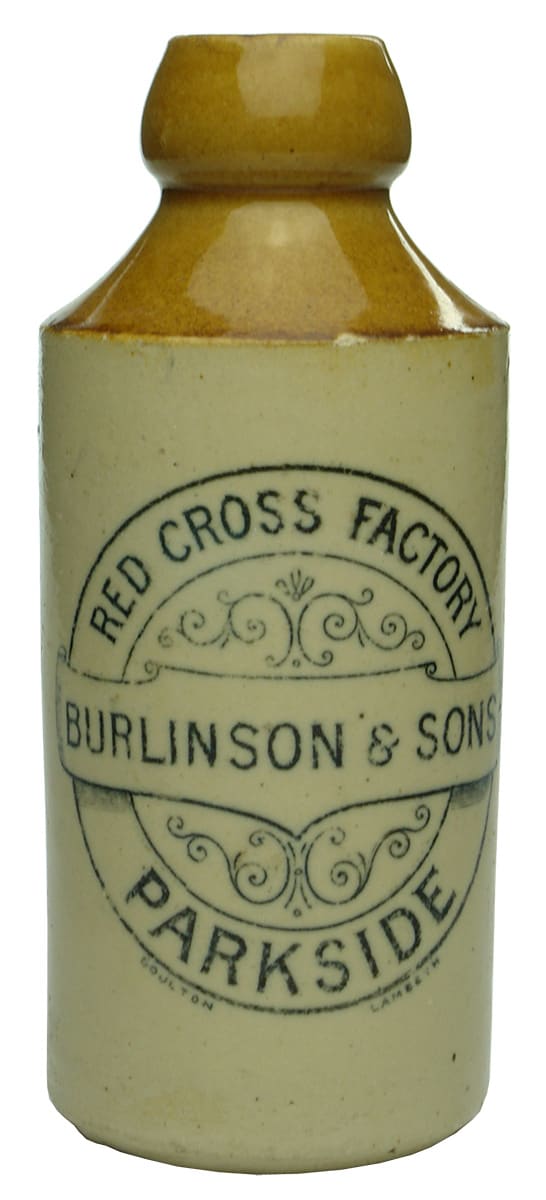 Burlinson Parkside Red Cross Factory Stoneware Bottle