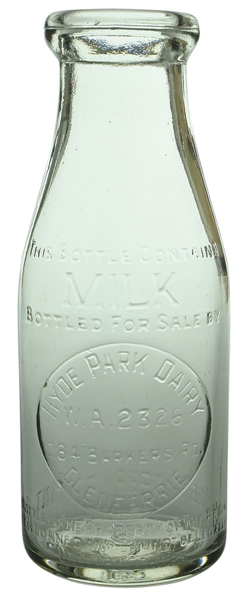 Hyde Park Dairy Glenferrie Milk Bottle