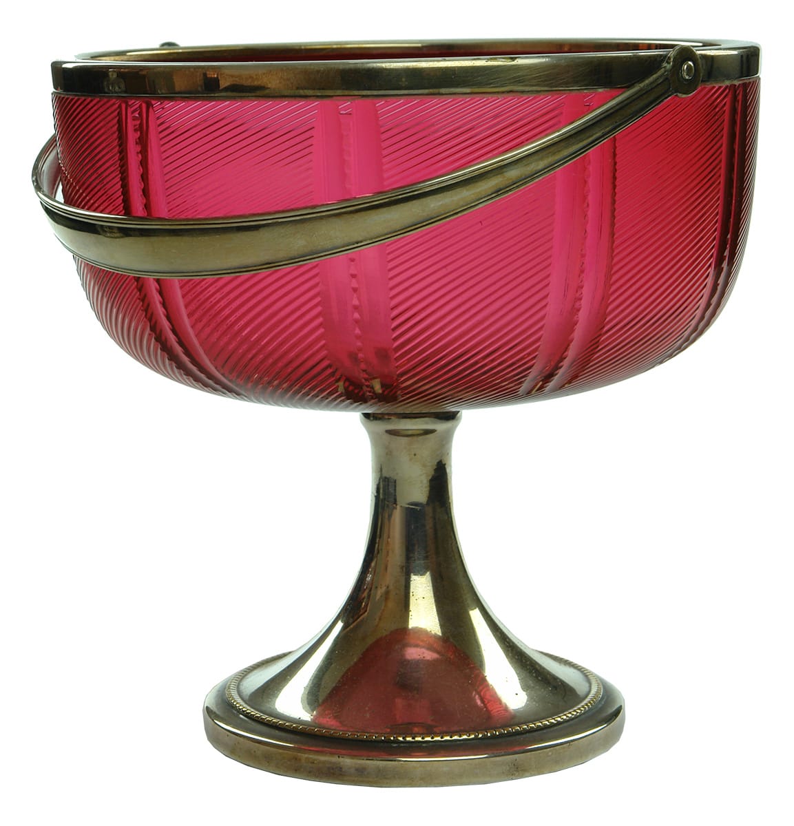 Silver Plated Ruby Glass Bowl