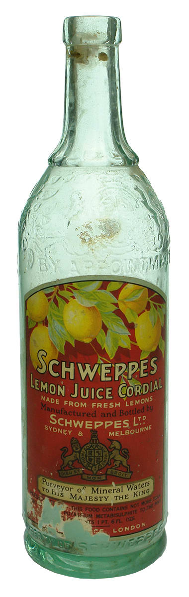 Schweppes By Appointment Labelled Cordial Bottle