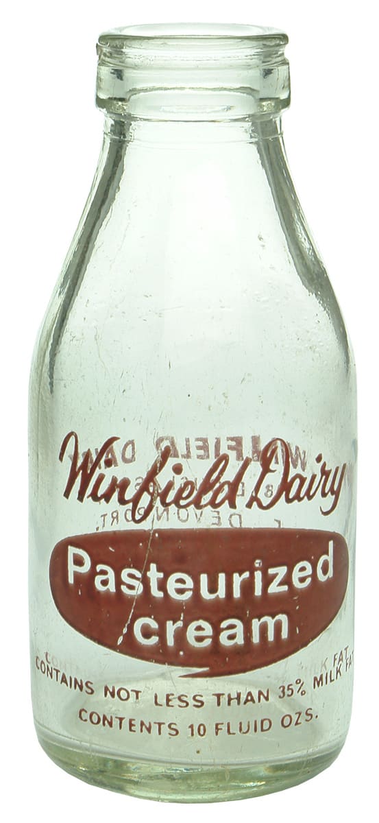 Winfield Dairy Devonport Ceramic Label Bottle