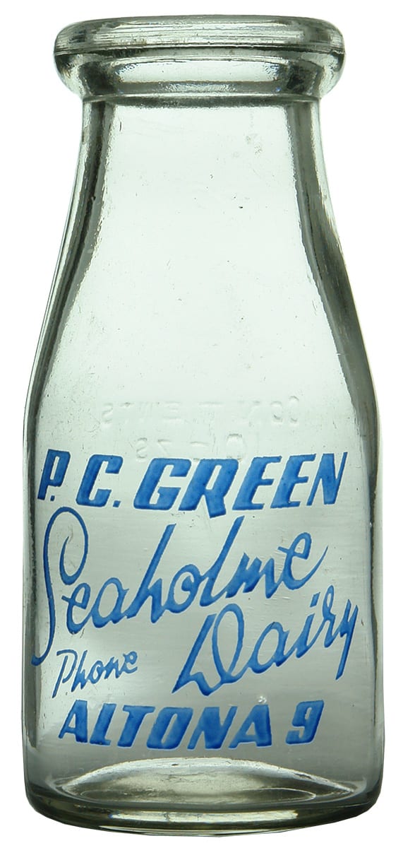 Green Seaholme Dairy Altona Ceramic Label Bottle