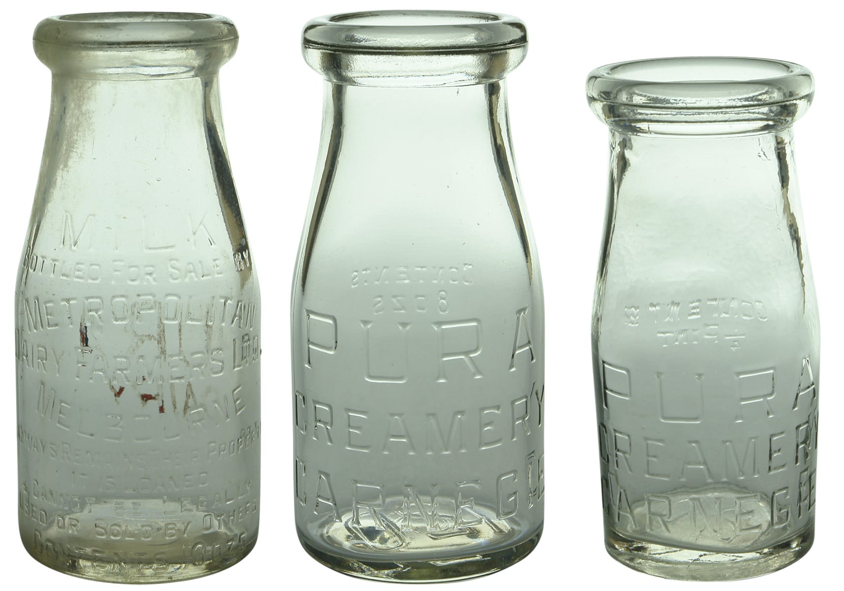 Collection Vintage Pint Milk Bottles