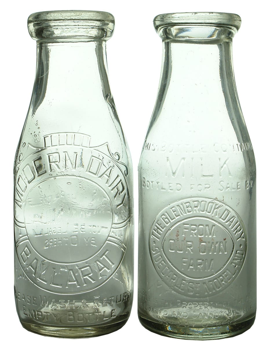 Collection Vintage Pint Milk Bottles