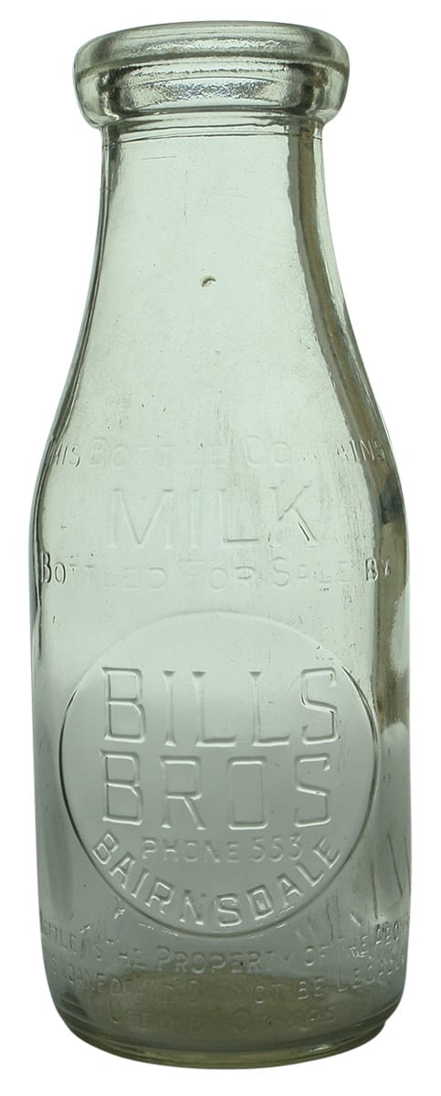 Bills Bros Bairnsdale Vintage Milk Bottle