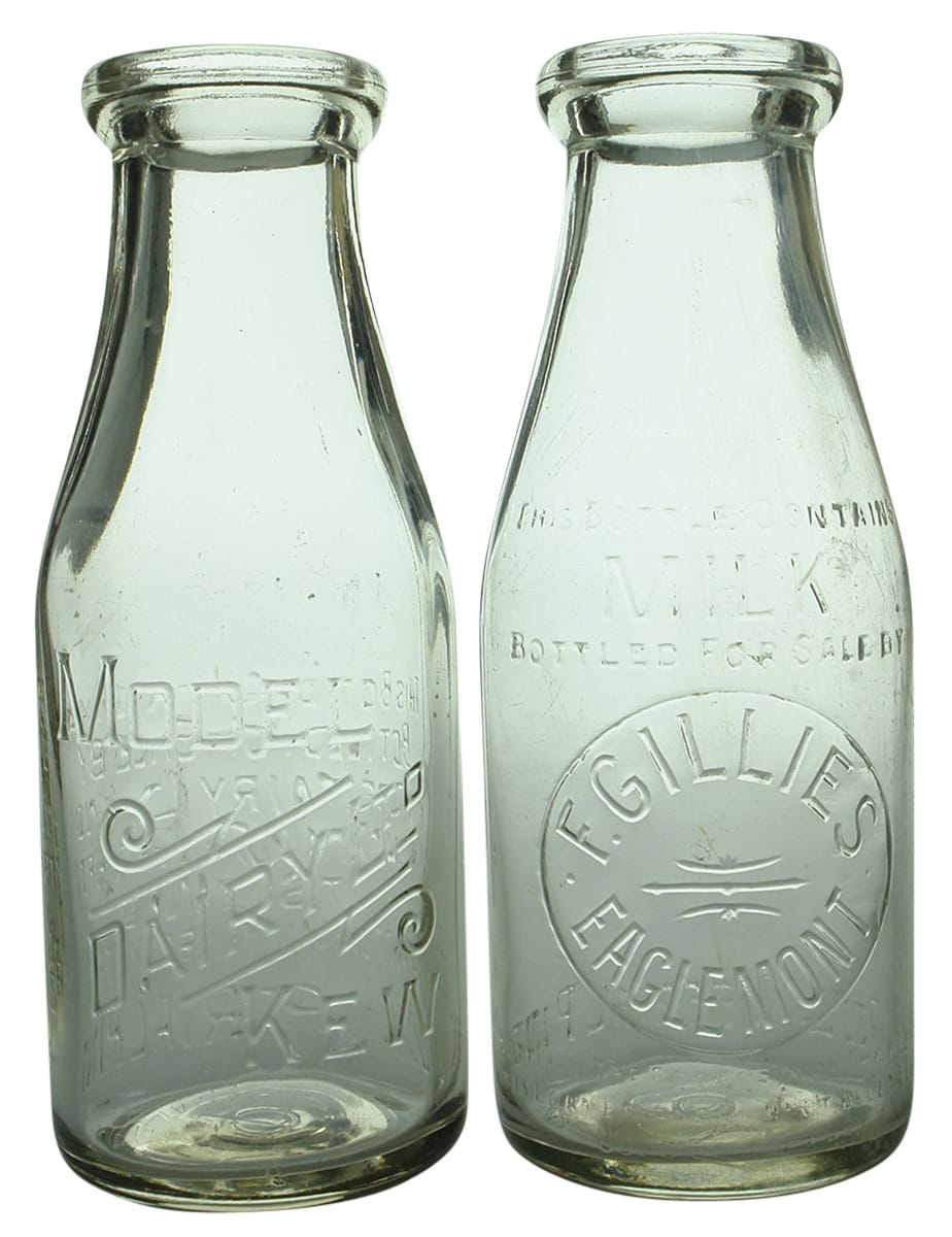 Collection Vintage Pint Milk Bottles