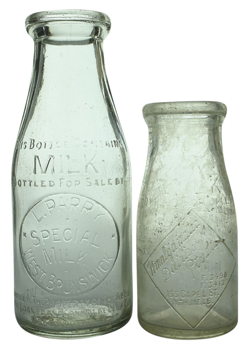 Collection Vintage Pint Milk Bottles