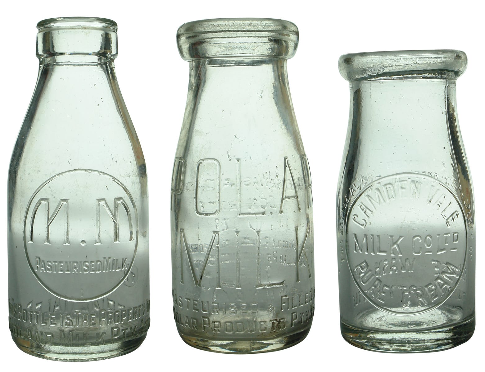 Collection Vintage Pint Milk Bottles