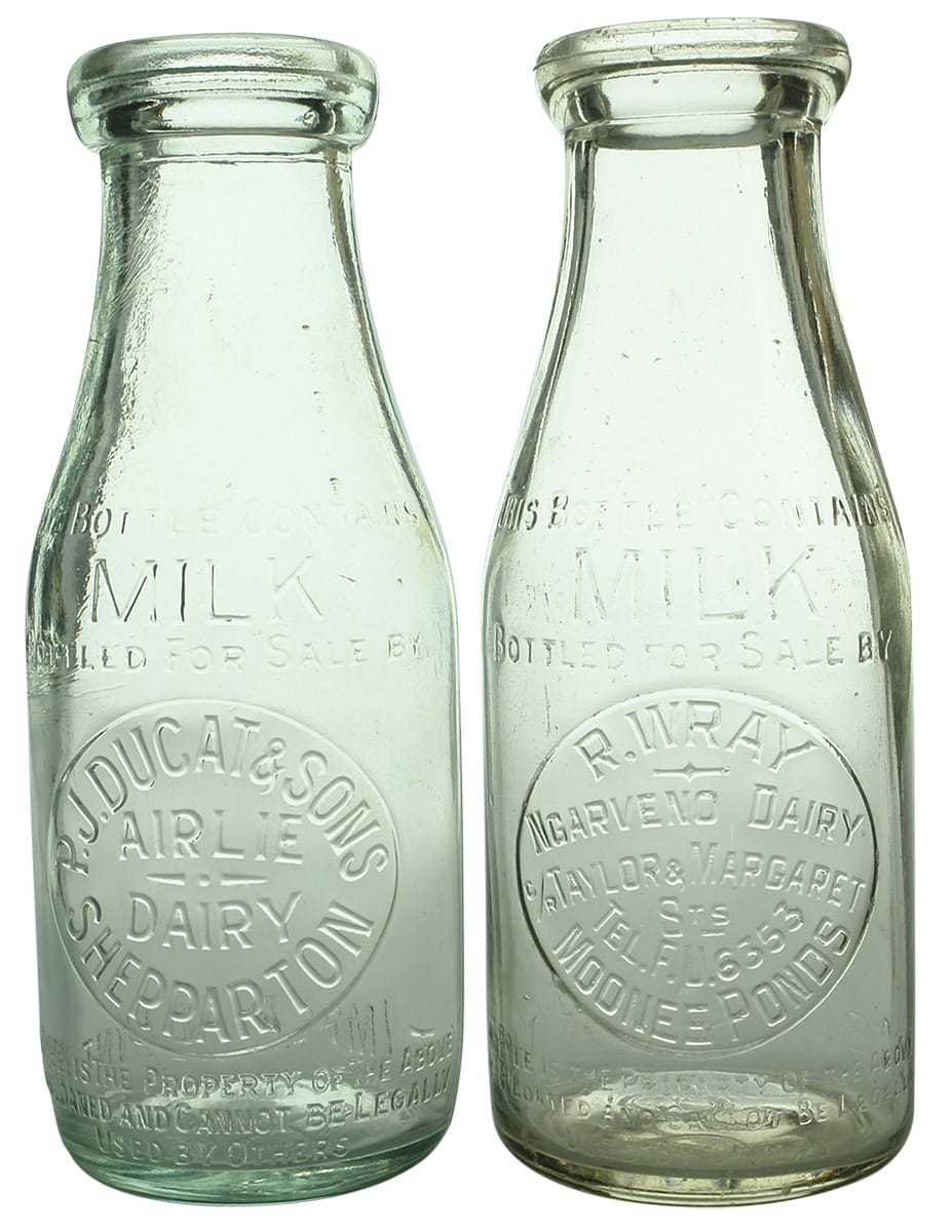 Collection Vintage Pint Milk Bottles