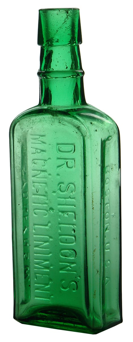 Sheldon's Magnetic Liniment Sydney Green Glass Bottle