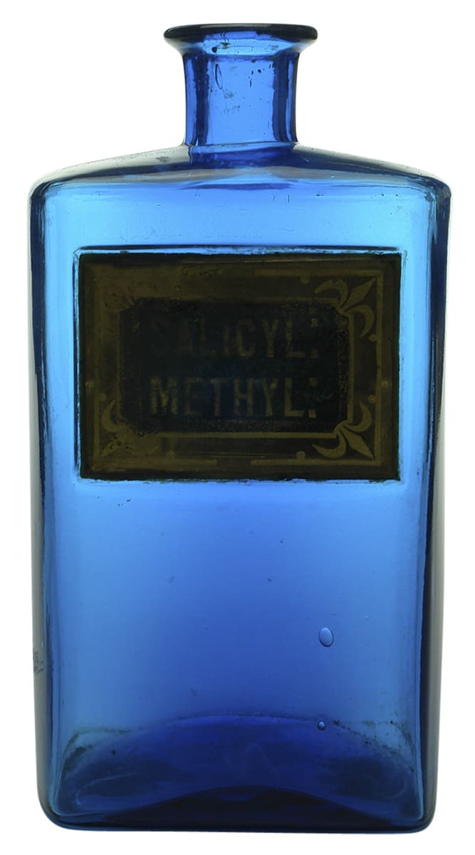 Salicyl Methyl Ground Pontil Blue Glass Bottle