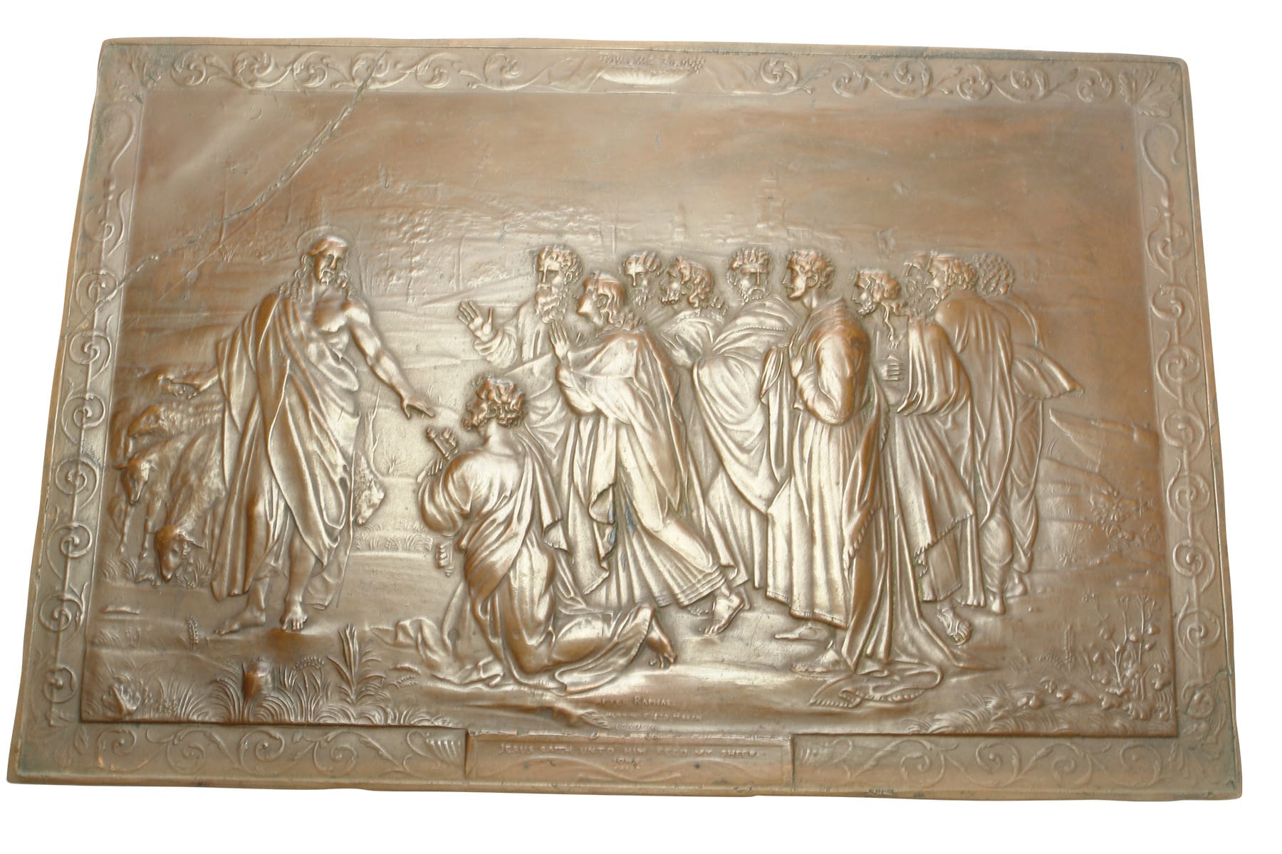 Brass Allegorical Plaque After Raphael