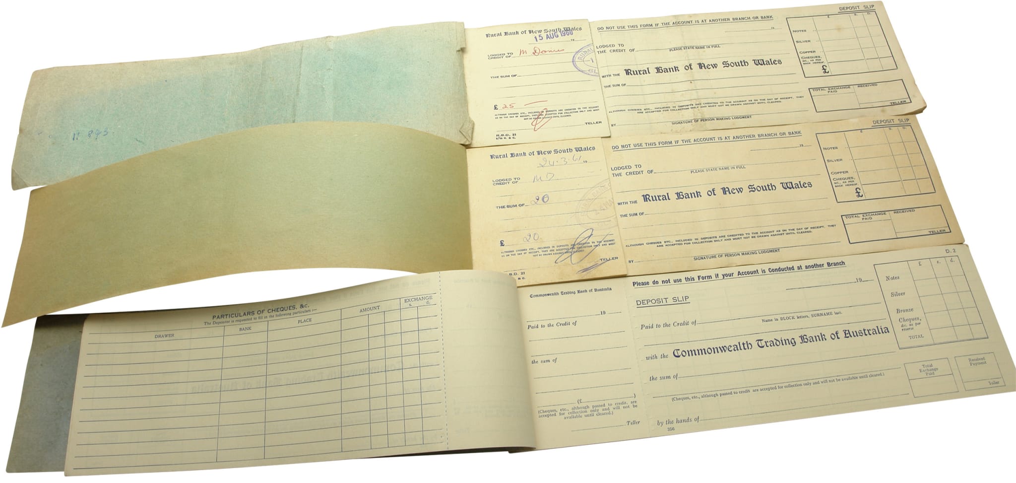 Receipt Deposit Books Old Vintage