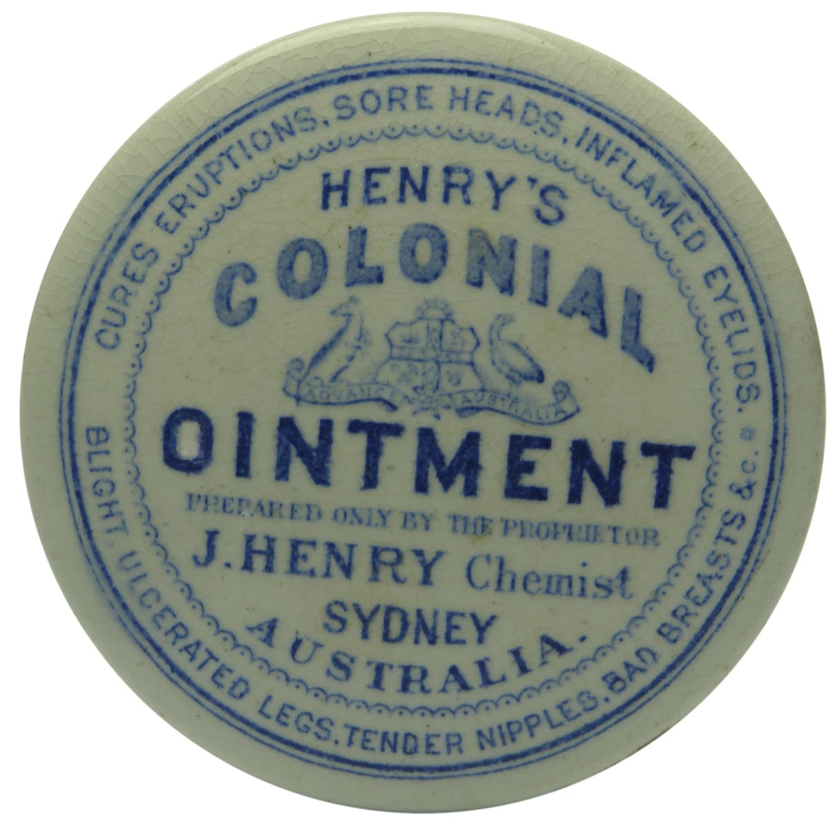 Henry's Colonial Ointment Sydney Pot Lid