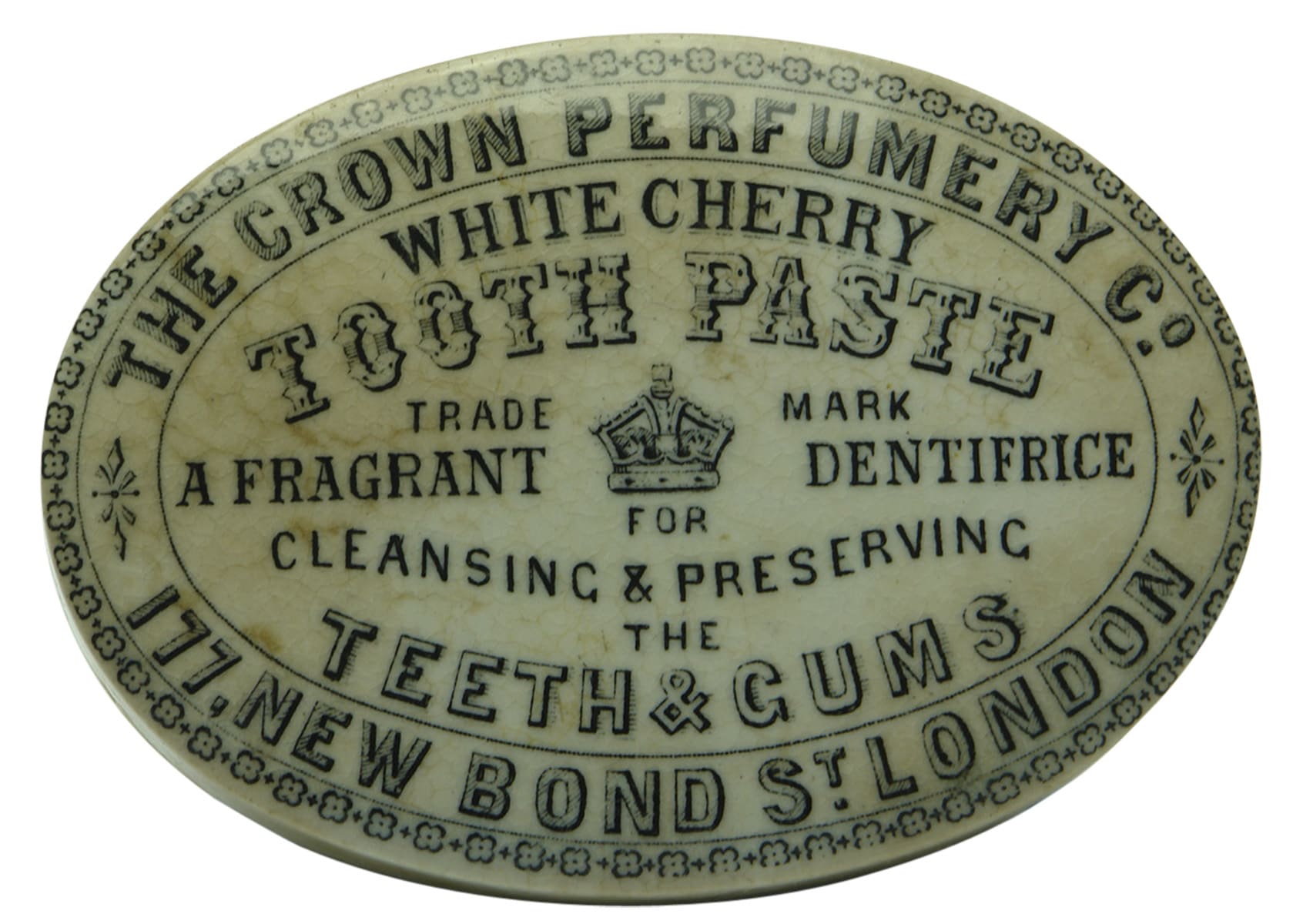 Crown Perfumery Tooth Paste Pot Lid