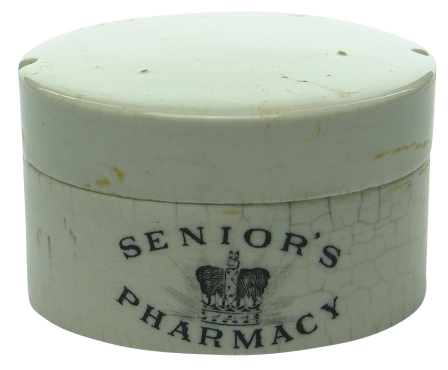Senior's Pharmacy Crown Ceramic Ointment Pot