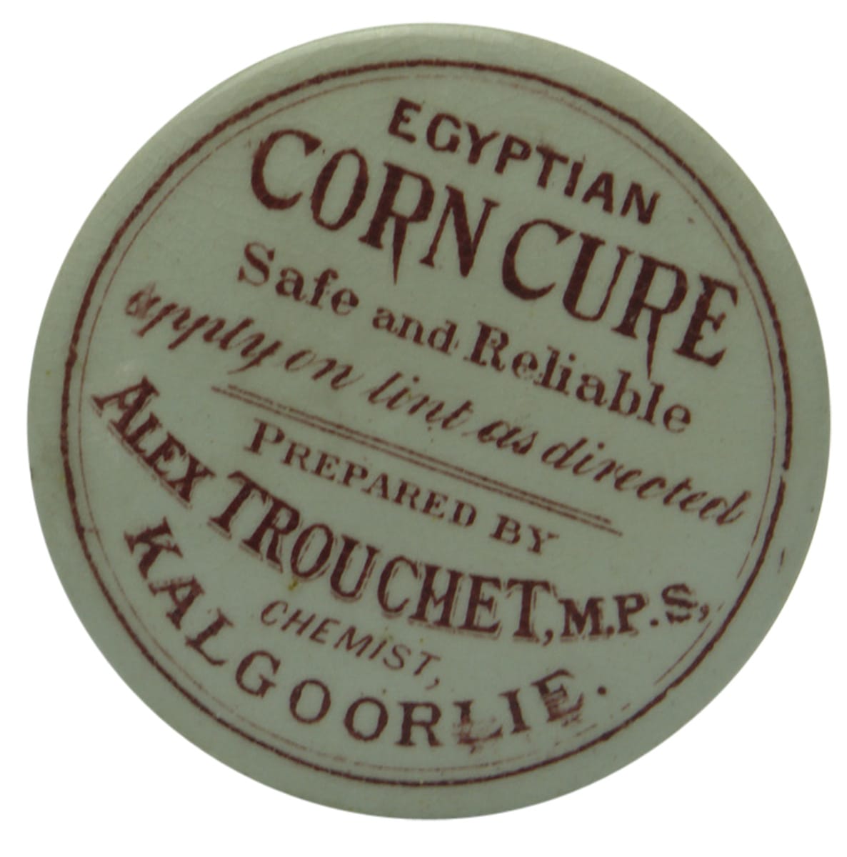 Alex Trouchet Kalgoorlie Egyptian Corn Cure Potlid