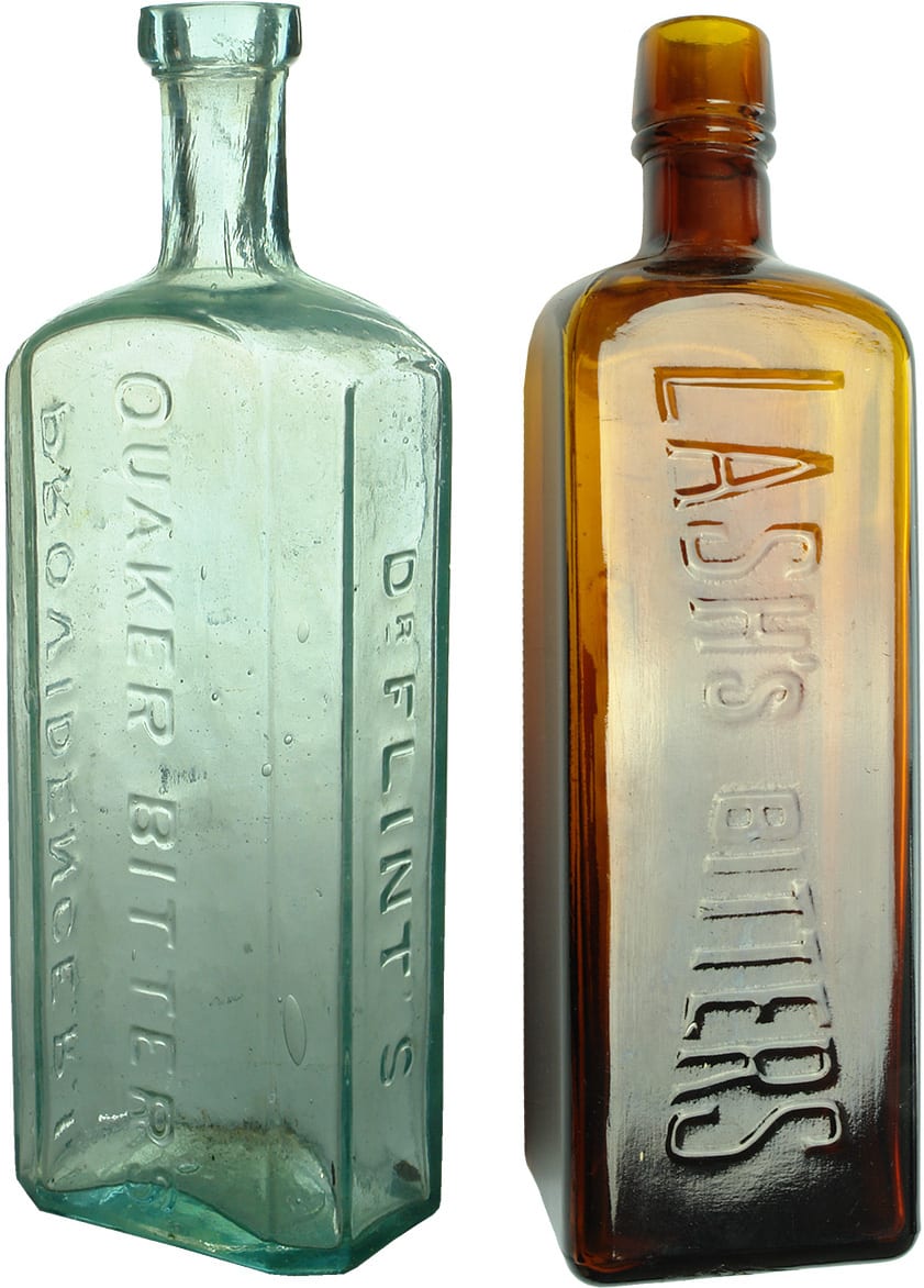 Pair Old Bitters Bottles American