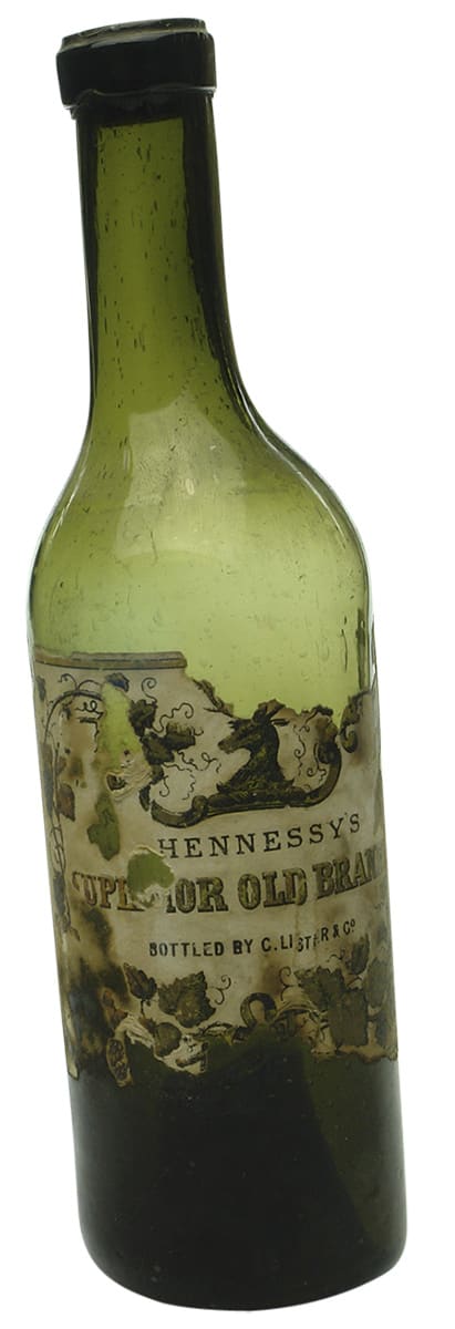 Hennessy's Superior Old Brandy Lister Melbourne Label Bottle