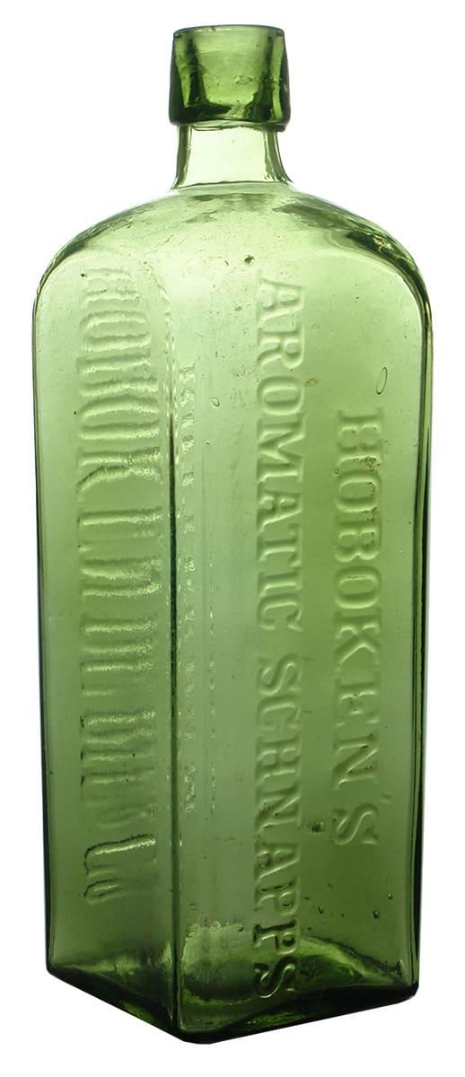 Hoboken's Aromatic Schnapps Green Glass Bottle
