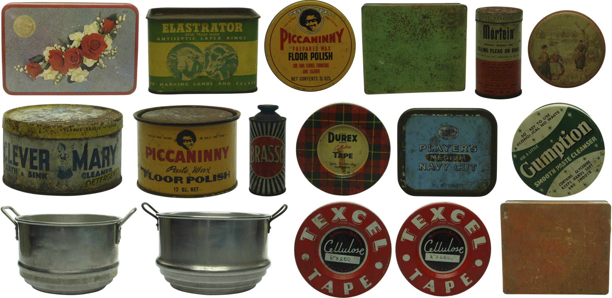 Collection Old Tins Vintage Items