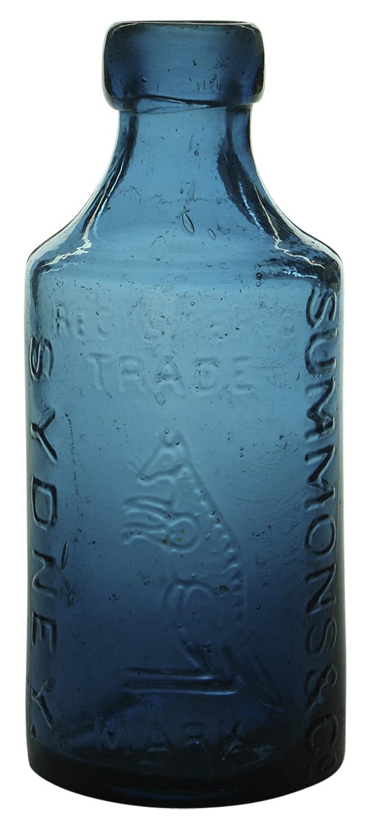 Summons Sydney Kangaroo Cobalt Blue Antique Bottle