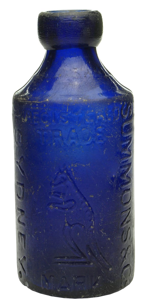 Summons Sydney Kangaroo Cobalt Blue Antique Bottle
