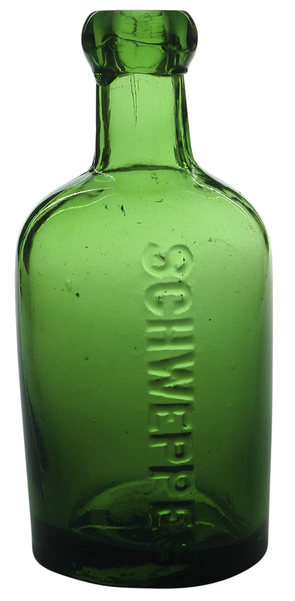 Schweppes Green Glass Blob Top Bottle