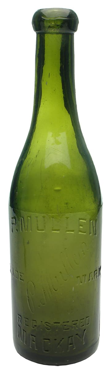 Mullen Mackay Green Glass Antique Bottle