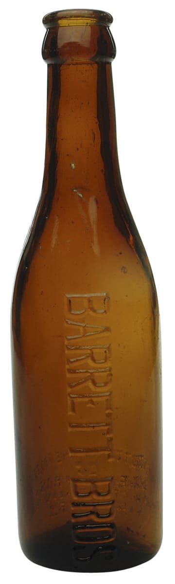 Barrett Bros Amber Crown Seal Bottle