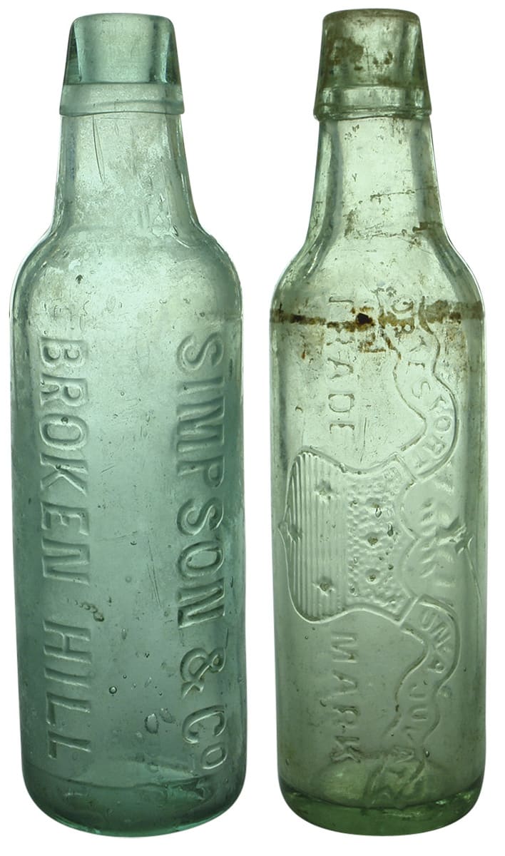 Collection Antique Lamont Patent Aerated Water Bottles
