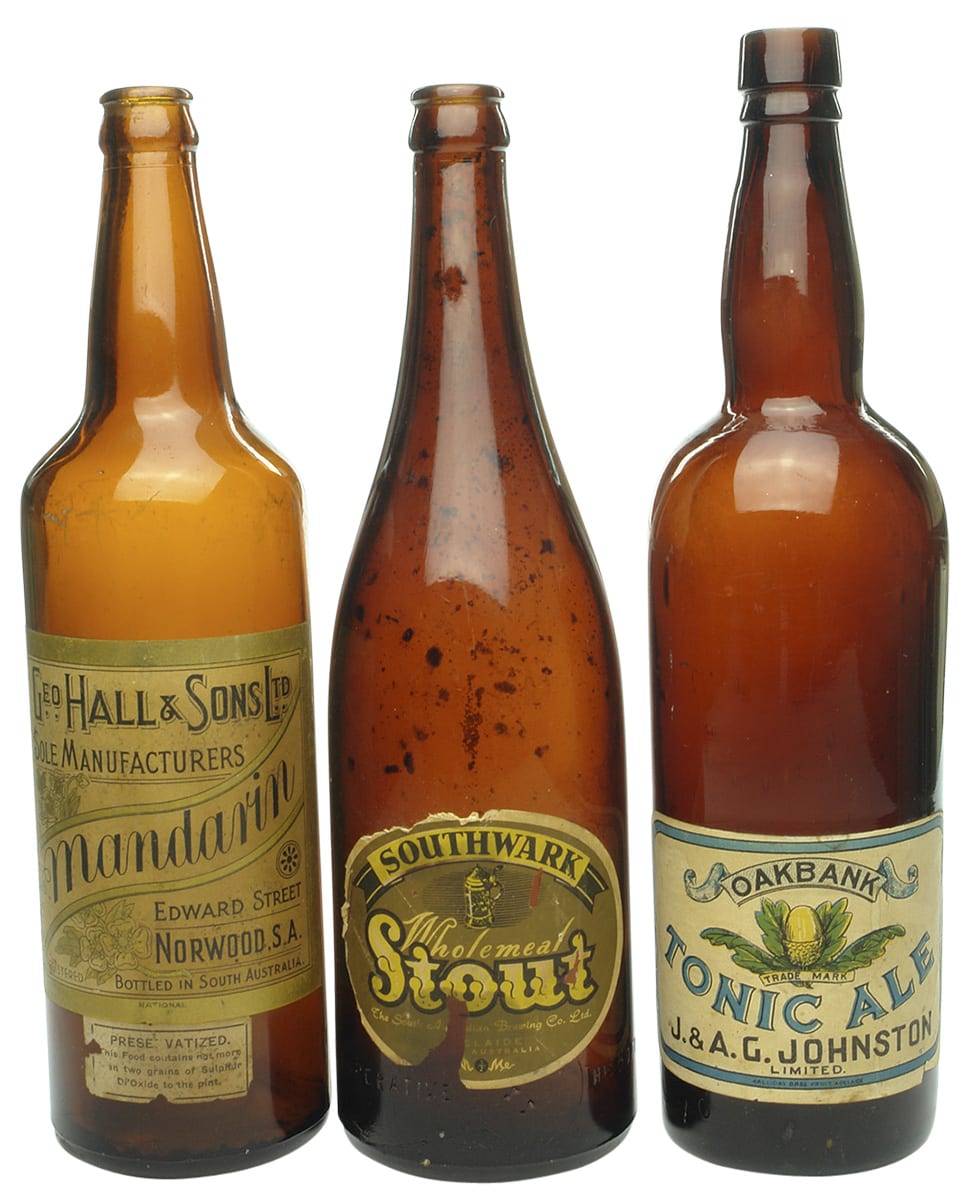 Collection Labelled Antique Beer Bottles