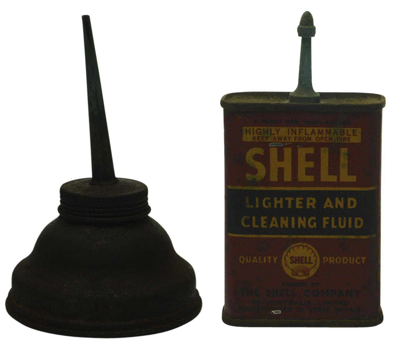 Shell Lighter Cleaning Fluid Oil Cans