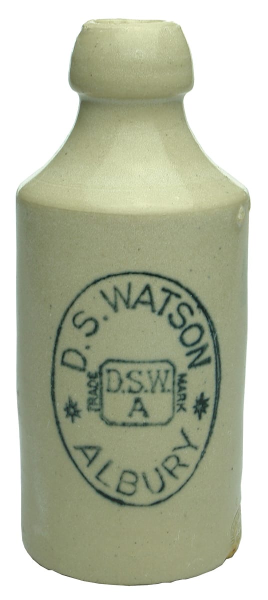 Watson Albury White Stoneware Ginger Beer Bottle