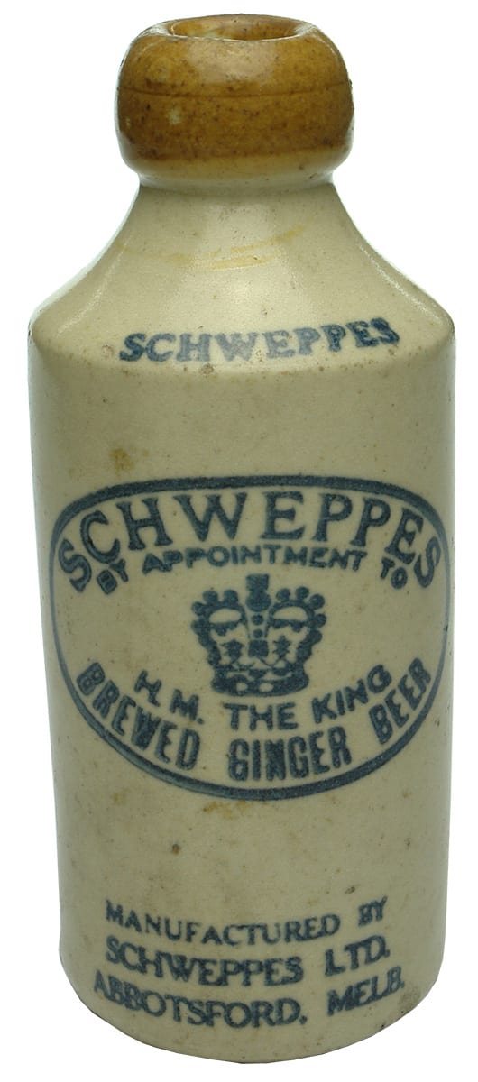 Schweppes Abbotsford King Crown Stoneware Bottle