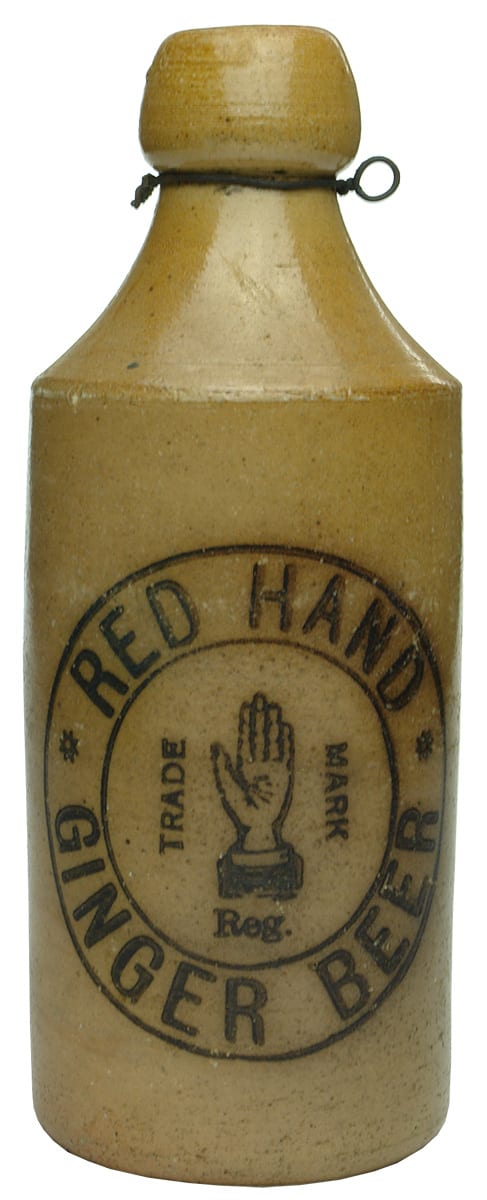 Red Hand Ginger Beer Antique Stoneware Bottle