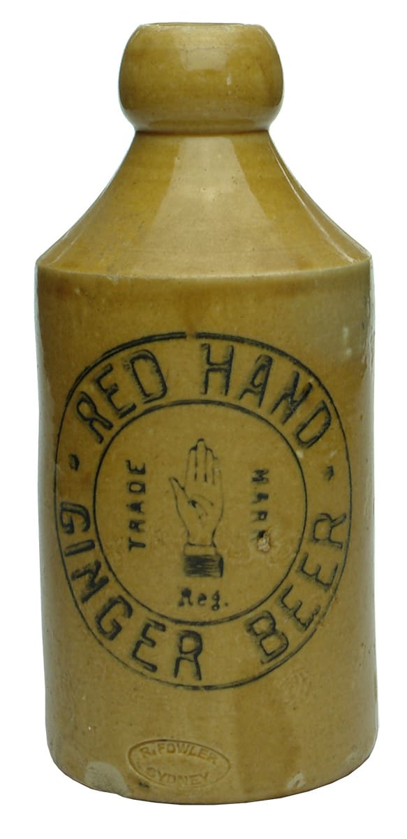Red Hand Ginger Beer Antique Stoneware Bottle